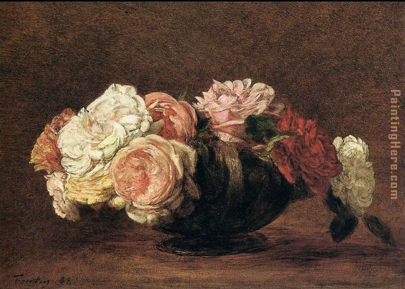 Roses in a Bowl painting - Henri Fantin-Latour Roses in a Bowl art painting
